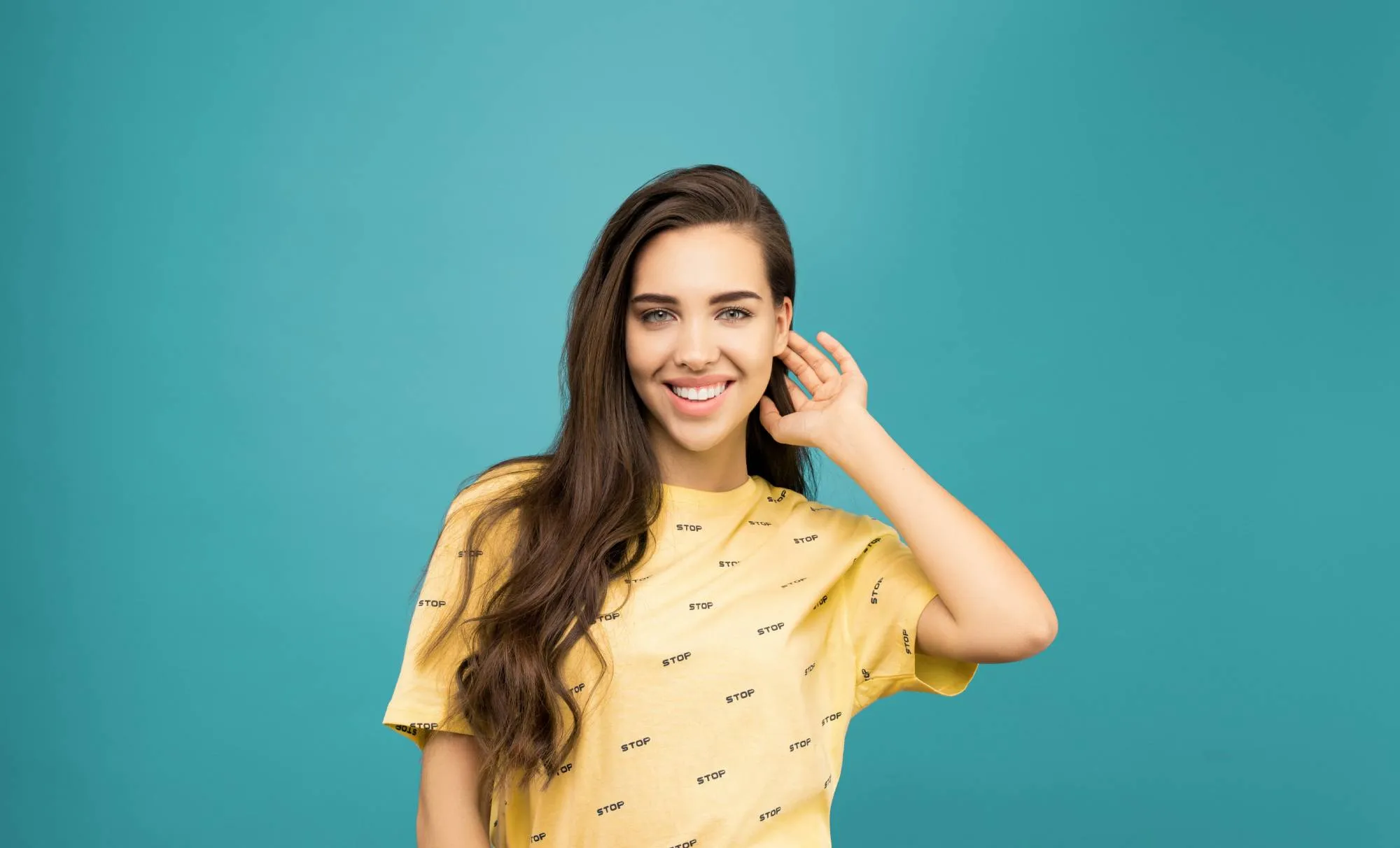 Dentistry New York NY Young Woman Yellow Dress Smiling Portrait